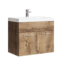 Badplaats Badkamermeubel Montreal 60 x 35 cm   Bruin Eiken   Wastafel met