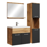 Badplaats Badkamermeubel Set Montreal 60 x 35 cm   Eiken met Zwart   Badmeubel