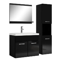 Badplaats Badkamermeubel Set Montreal 60 x 35 cm   Zwart Hoogglans   Badmeubel