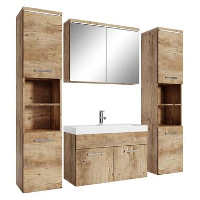 Badplaats Badkamermeubel Set Paso XL 80 cm   Kastanje Eiken   Badmeubel met