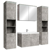 Badplaats Badkamermeubel Set Paso XL 80 x 40 cm   Beton Grijs   Badmeubel met