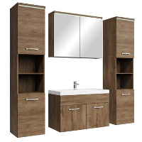 Badplaats Badkamermeubel Set Paso XL 80 x 40 cm   Bruin Eiken   Badmeubel met