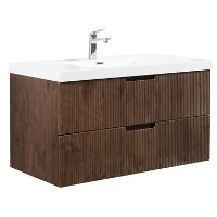 Badplaats Badkamermeubel Set Thermis 100cm   Walnoot Bruin   Badmeubel met