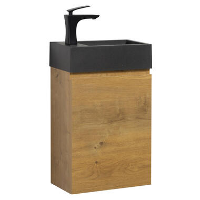 Badplaats Toiletmeubel Angela 40 x 22 cm   Eiken   Fonteinmeubel met Zwarte