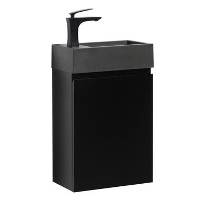 Badplaats Toiletmeubel Angela 40 x 22 cm   Mat Zwart   Fonteinmeubel met Zwarte