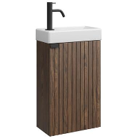 Badplaats Toiletmeubel Bosco 40 x 22 cm   Walnoot   Fonteinmeubel met Wastafel