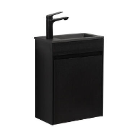 Badplaats Toiletmeubel Sinta 40 x 22 cm   Zwart   Fonteinmeubel met Zwarte