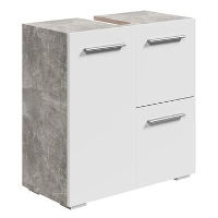Badplaats Wastafel Onderkast Mars 60 x 30 x 60 cm   Beton met wit   Badkamerkast