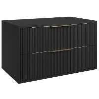 Badplaats Wastafelkast Rimini 80 cm   Mat Zwart   Hangend Badmeubel met 2 Lades