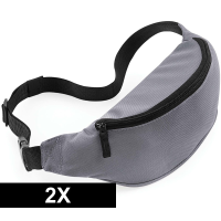 2X Heuptasjes/buideltasjes grijs 38 cm