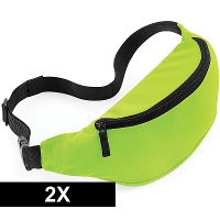 2X Heuptasjes/buideltasjes limegroen 38 cm