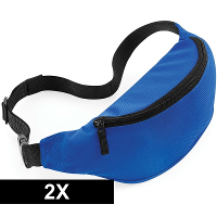 Heuptasje/buideltasje   2x   blauw   38 cm   festivaltasjes   Reis/vakantie/wandel tasje