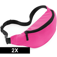 Heuptasje/buideltasje   2x   fuchsia roze   38 cm   festivaltasjes   Reis/vakantie/wandel tasje