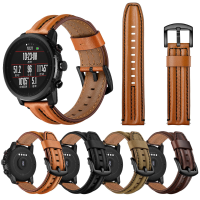 Bakeey 22mm eerste laag dubbele kiel lederen vervangende band slimme horlogeband voor amazfit smart sporthorloge 1/2S