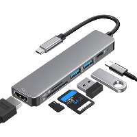 Bakeey 6 in 1 USB C Hub Adapter HDMI 4K@30Hz USB3.0 USB C Docking Station 100W PD Charging SD Reader Witch Splitter voor