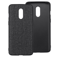 Bakeey Anti vingerafdruk canvas PU lederen beschermhoes voor Oneplus 7