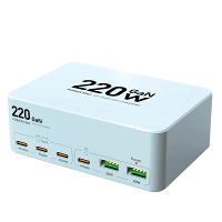 [GaN Tech] WLX 818L 220W 6 poorts USB PD oplader 2USB A+4USB C PD QC3.0 Snelladen desktop oplaadstation EU stekker US st