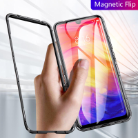 Bakeey magnetische flip metal frame gehard glas volledige dekking beschermhoes voor xiaomi Redmi 7/Redmi Y3