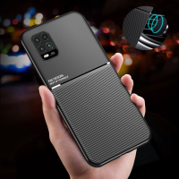 Bakeey Magnetische Leren Textuur Antislip TPU Schokbestendige Beschermhoes Achterkant voor Xiaomi Mi 10 Lite Niet origin