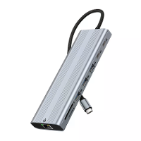 Bakeey ULT UNITE 14 in 1 USB C Docking Station Drievoudige Weergave, 4K@60Hz HD, 2500Mbps RJ45, 140W PD Opladen, Alumini