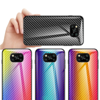 Bakeey voor de POCO X3 PRO / POCO X3 NFC Hoesje Koolstofvezel Gradiënt Kleur Schokbestendig Anti kras Gehard Glas Besche