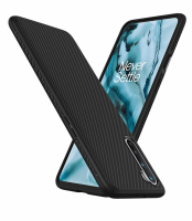 Bakeey voor OnePlus Nord Case Koolstofvezeltextuur Slank Soft Siliconen schokbestendige beschermhoes Achterklep