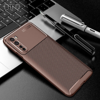 Bakeey voor OnePlus Nord Case Luxe koolstofvezelpatroon met lensbeschermer Schokbestendige siliconen beschermhoes