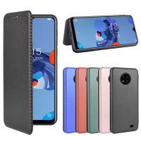 Bakeey voor Oukitel C19 Case Carbon Fiber Pattern Flip met Card Slot Stand PU Leather Shockproof Full Body Beschermhoes