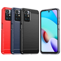 Bakeey voor Xiaomi Redmi 10 Case Koolstofvezeltextuur Schokbestendige TPU beschermhoes Achterkant