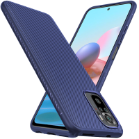 Bakeey voor Xiaomi Redmi Note 10/Redmi Note 10S Case Koolstofvezeltextuur Slank Soft Siliconen schokbestendig beschermho