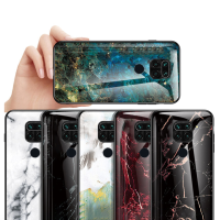 Bakeey voor Xiaomi Redmi Note 9/Redmi 10X 4G Case Marmerpatroon Colorful Gehard glas Schokbestendig Krasbestendig besche