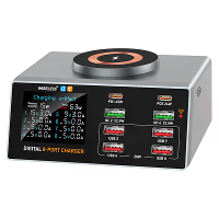 Bakeey WLX X9A 100W 8 poorts USB PD oplader 6USB A + 2USB C PD QC3.0 Snellader Desktop Oplaadstation met Draadloze Oplaa