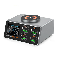 Bakeey WLX X9S 140W 8 poorts USB PD oplader 4USB A+4USB C PD QC3.0 Snelle draadloze oplader bureau oplaadstation onderst