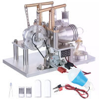 Balans Type Hete Lucht Dubbele Cilinder Stirling Motor Generator Model met LED Gloeilamp Voltage Digitale Display Meter