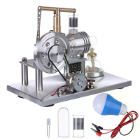 Balans Type Hete Lucht Enkele Cilinder Stirling Motor Generator Model met LED Lamp Spanning Digitale Weergave Meter Natu