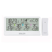 BALDR Grote LCD Weerstation Thermometer Hygrometer Alarmklok Groot Scherm Drievoudig Kanaal Draadloze Elektronische Ther
