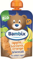 Bambix Bio Knijpzakje Appel, Banaan, Sinaasappel & Koekjes 6+
