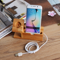 Bamboo Wooden 3 Usb Prots Dock Charging Mount Stand Holder For Under 6 Inch Smartphone Watch