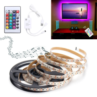 0.5M/1M/1.5M/2M/3M/4M Muziek Activerende Waterdichte RGB 5050 LED stripverlichting Set DC5V