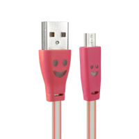 1.0M USB 2.0 Naar Micro USB glimlacht LED opladen data lijn voor tablet mobiele telefoon