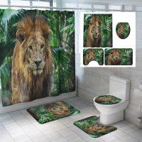 1.8M Badkamer Decor Douchegordijn Set Tijger Leeuwenprints Polyester 12 Haak