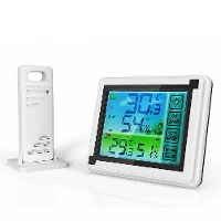 1 Op 1 Indoor/Outdoor Draadloze Thermometer Groot Kleurrijk Scherm Temperatuurvochtigheidsmonitor Weerstation Klok
