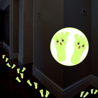1 Paar Leuke Cartoon Kleine Voeten Fluorescerende Muurstickers Creatieve DIY Trap Vloer Lichtgevende Tape