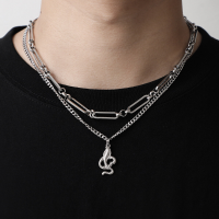1 St roestvrij staal hiphop Cobra hanger dubbellaagse ketting