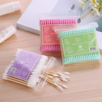 100 Stks / pak Double Head Wattenstaafje Wegwerp Vrouwen Make Wattenstaafjes Tip Voor Houten Sticks Oren Schoon Gezondhe