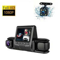 1080P Triple Lens Auto Dash Cam Dashcam Voor , Binnen  & Achterkant HD Auto DVR 120° Hoek Loop Opname Zwaartekracht Sens