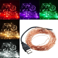 10M 100 LED USB Kawat Tembaga LED String Peri Cahaya untuk Dekorasi Pesta Natal