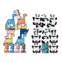 11/13 Stuks creatief Panda dinosaurus houten stapelspel bouwstenen vroeg educatief speelgoed voor kinderen cadeau