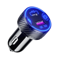 12 24V Dual USB autolader PD + QC3.0 Snelladen met diafragma touchschakelaar van metaalmateriaal voor busaanhangwagens,