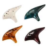 12 Gaats keramische Ocarina Alto C toon Classic Fluitinstrumenten met beschermtas + draagkoord